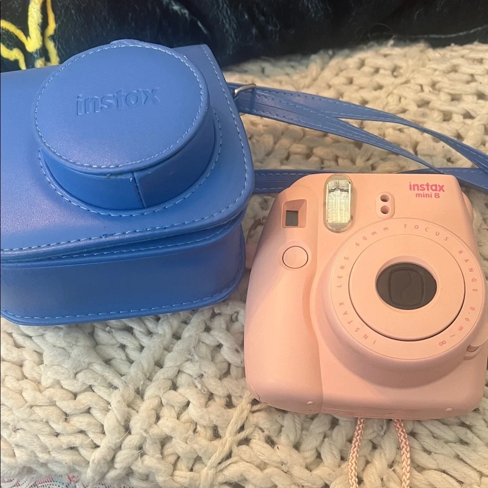 Fujifilm instax mini 8 Pink Instant Camera with Blue Carry Case